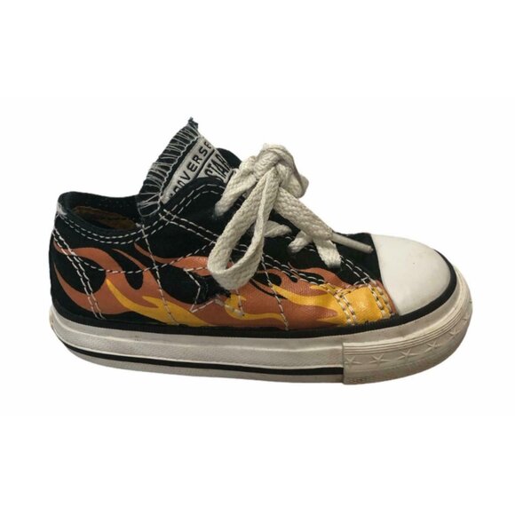 Converse One Star Sneaker Infant Toddler 5 Chuck Taylors Orange Flames Low Top - Picture 2 of 11